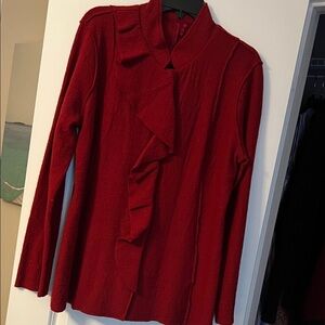 Red Ruffled Long Sleeve Cardigan jacket